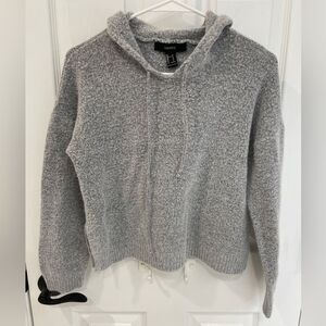 Forever 21 Marled Gray Cropped Textured Hoodie Women’s Size S